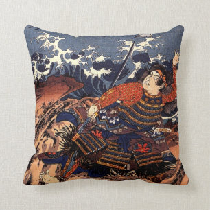 Kuniyoshi Tamomori som binds till ett enormt, Kudde