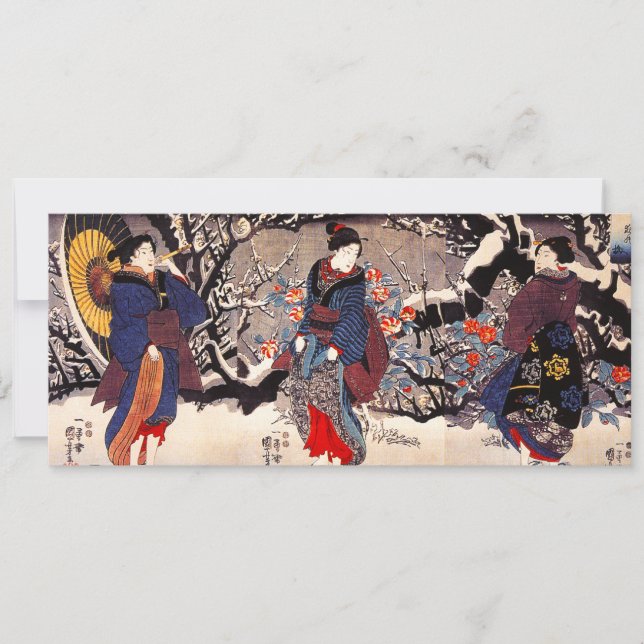 Kuniyoshi Tre kvinnoinbjudningar Inbjudningar (Framsida)
