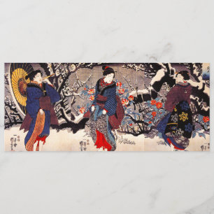 Kuniyoshi Tre kvinnoinbjudningar Inbjudningar