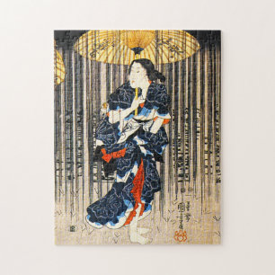 Kuniyoshi tre kvinnor med paraplypussel pussel