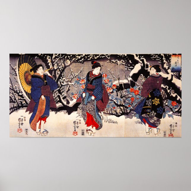 Kuniyoshi Tre kvinnor Poster (Framsidan)