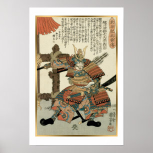 Kuniyoshi Vintage Japanska Samurai Imagawa Yoshimo Poster