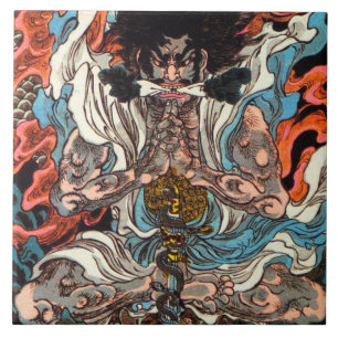 Kuniyoshi Warrior asian samurai ridorkummel Kakelplatta