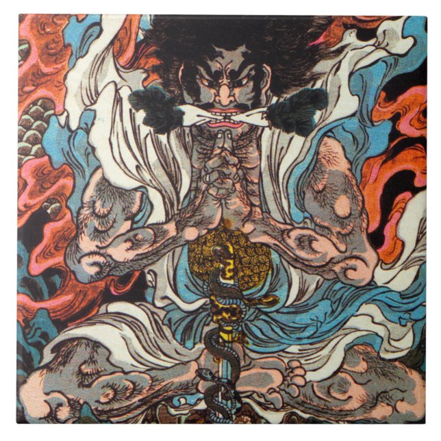 Kuniyoshi Warrior asian samurai ridorkummel Kakelplatta (Framsidan)