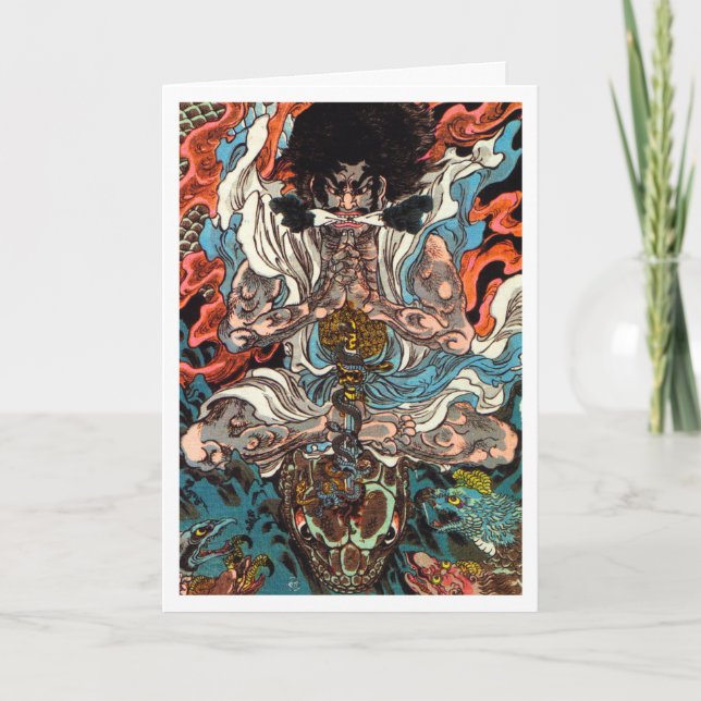 Kuniyoshi Warrior asian samurai ridorsnake Kort (Framsida)