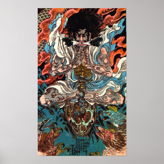 Kuniyoshi Warrior asian samurai ridorsnake Poster (Framsidan)
