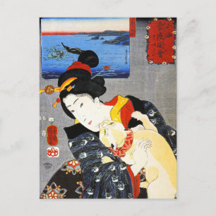 Kuniyoshi Woman med postkort Vykort