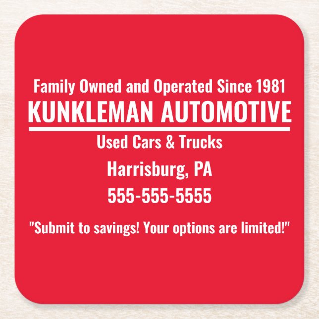 Kunkleman Underlägg Papper Kvadrat (Framsidan)