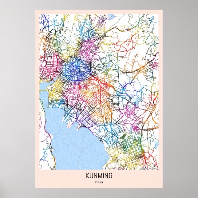 Kunming China City Karta Poster (Framsidan)