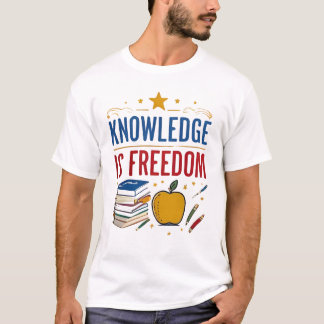 Kunskap är frihet - färgstark pedagogisk design t shirt