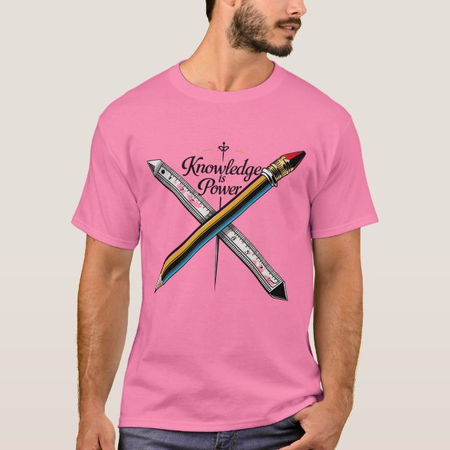 Kunskap är kraft - inspirerande utbildning och vis t shirt (Framsida)