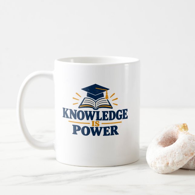 Kunskap är makt T-shirt Kaffemugg (Med munk)