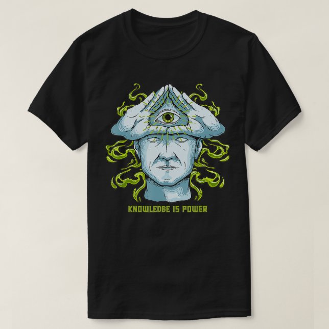 Kunskap är Power Illuminati Pyramid Allsee Ey T Shirt (Design framsida)