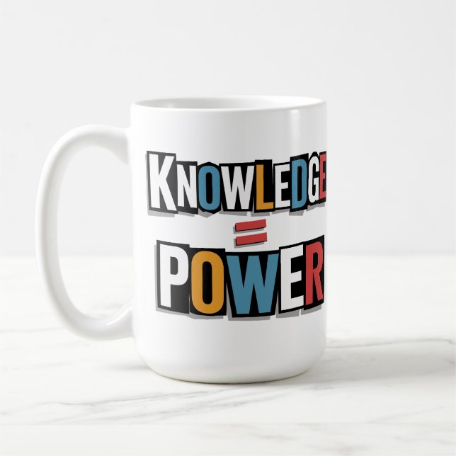 Kunskap = Kraft – Ransom Letter Collage Kaffemugg (Vänster)