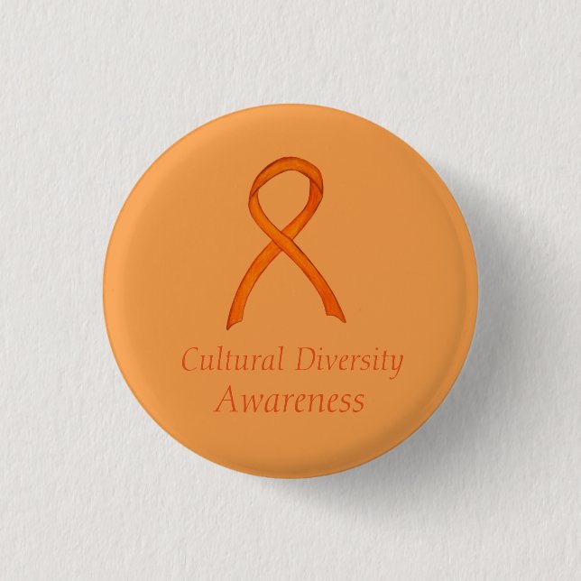 Kunskap om kulturell mångfald Ribbon Anpassningsba Knapp (Framsida)