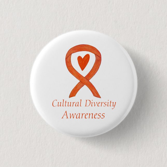 Kunskap om kulturell mångfald Ribbon Anpassningsba Knapp (Framsida)