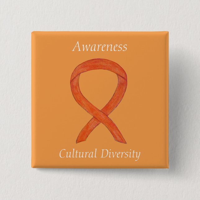 Kunskap om kulturell mångfald Ribbon Anpassningsba Knapp (Framsida)