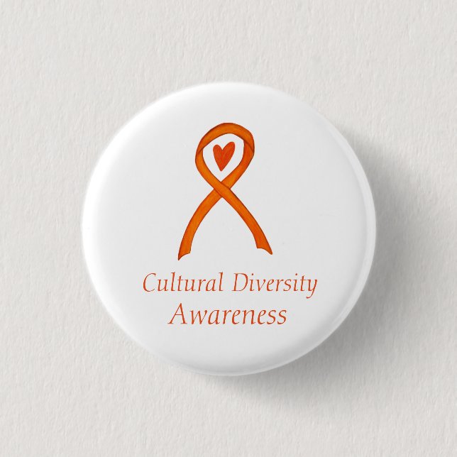 Kunskap om kulturell mångfald Ribbon Anpassningsba Knapp (Framsida)