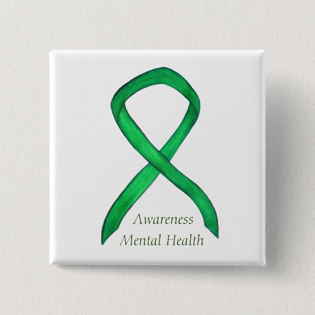 Kunskap om psykisk Grönt Ribbon Pin Buttons Knapp (Framsida)
