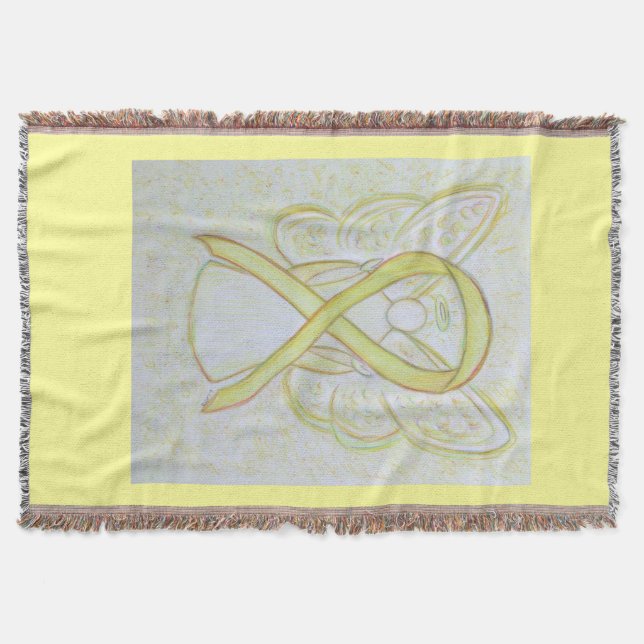 Kunskap Ribbon Angel Anpassningsbar Art Throw Blan Filt (Framsidan)
