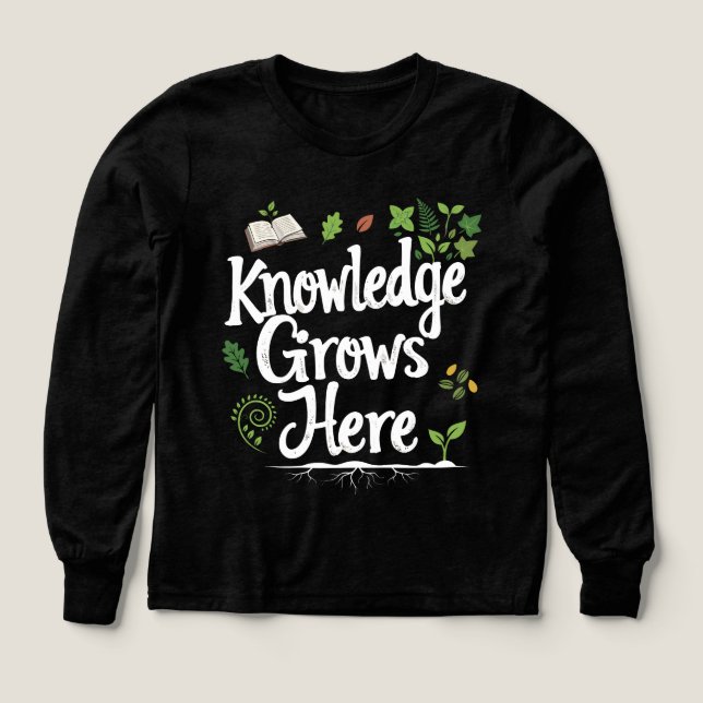 Kunskap växer här Botanisk klassrums-citat T Shirt (Design framsida)