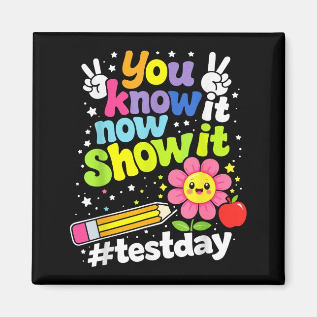 Kunskap Visar Testdag Motiverande Lärare Magnet (Framsidan)