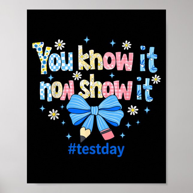 Kunskap Visar Testdag Motiverande Lärare Poster (Framsidan)