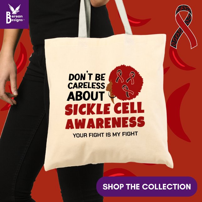 KUNSKAPEN OM SICKELCELLER BLIR INTE Oförsiktig sup Tygkasse (Raise Sickle Cell Awareness and show your support with this budget tote bag.)