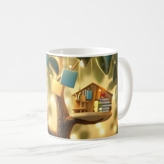 "Kunskapens träd" med hängande böcker Kaffemugg (Framsida höger)