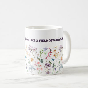 Kunskapsblommande mugg, vildblomsstudieinspiration kaffemugg