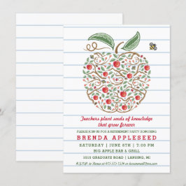 Kunskapslärarens äpple-Pension-kort Inbjudningar