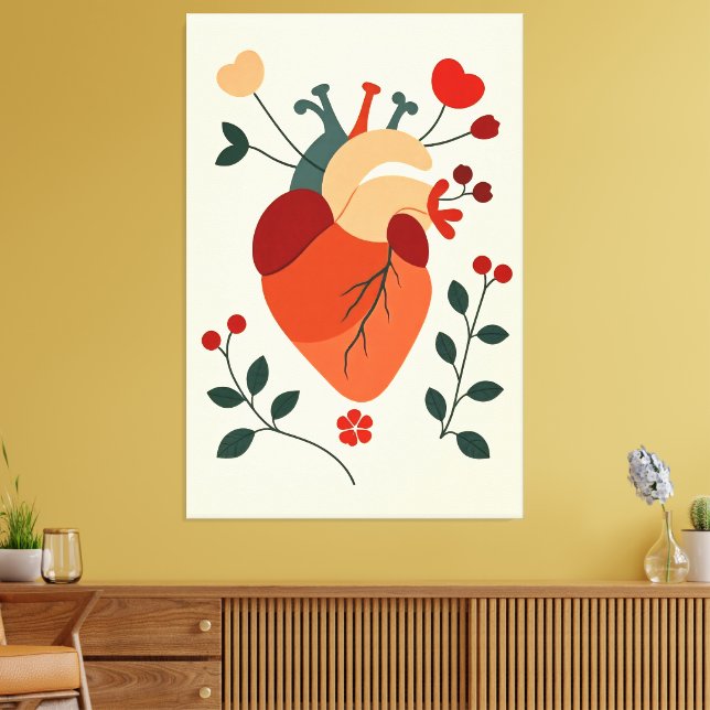 Künstlerisches Herz und Blumen Canvastryck (Insitu (Vardagsrum))