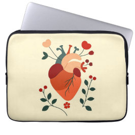 Künstlerisches Herz und Blumen Laptop Fodral