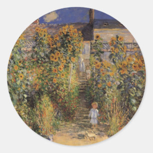 Kunstnärens trädgård i Vétheuil av Claude Monet Runt Klistermärke