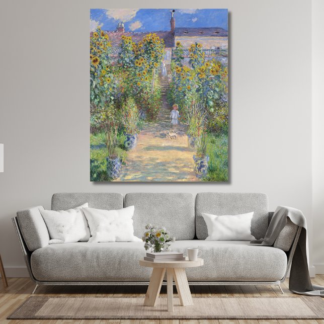Kunstnärens trädgård i Vétheuil, Monet Canvastryck (Skapare uppladdad)