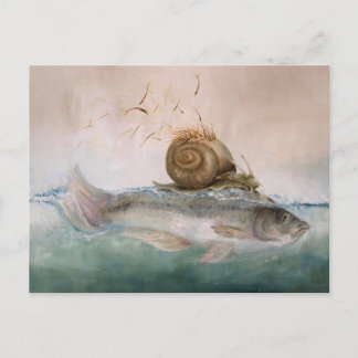 Kunstpostkarte, BaumSchneckenFisch Vykort