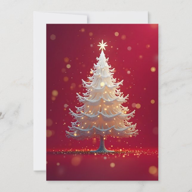Kunstvoller weißer Weihnachtsbaum Inbjudningar (Framsida)