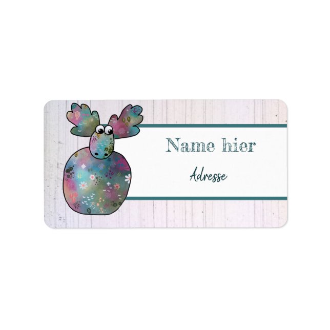 Kunterbunter Elch Adressetikett (Framsidan)