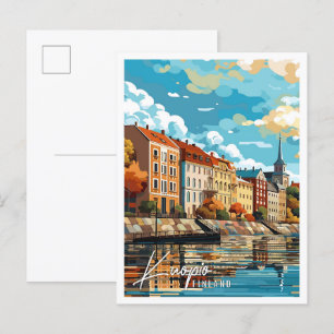 Kuopio Finland vintage resor illustration Vykort