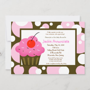 Kupaka Baby Shower Modern Dot Rosa Chocolate Inbjudningar