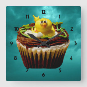 Kupaka med Bird Clock Fyrkantig Klocka