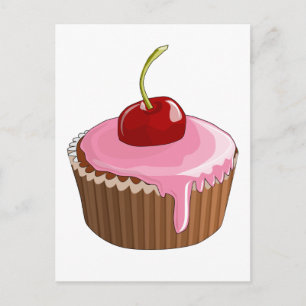 Kupaka med Rosa Frosting och Cherry på topp Vykort