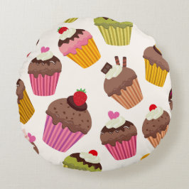 Kupaka Mönster, Muffin Mönster, Choklad, Hearts Rund Kudde