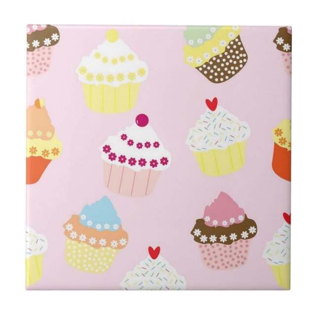 Kupaka Sömlös Mönster Pastel Cute Ceramic Tile Kakelplatta (Framsidan)
