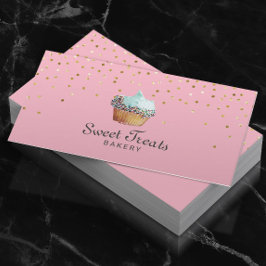 Kupakor Bakery Sweet Treats Guld Confetti Rosa Visitkort