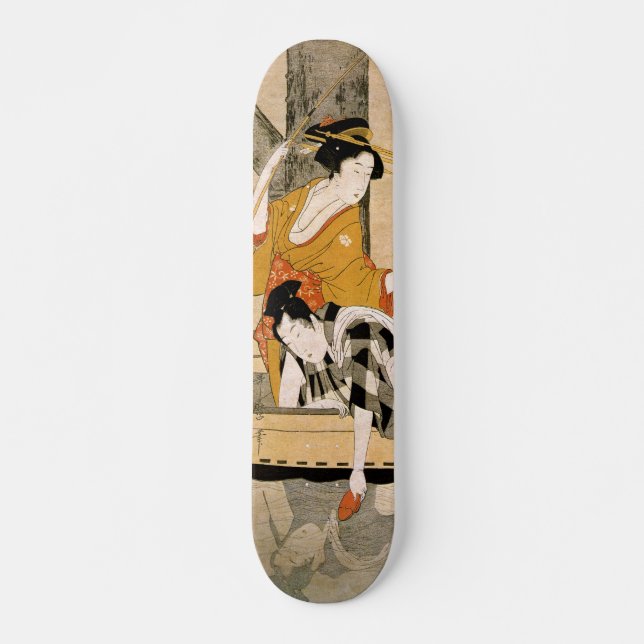 Kupel i båt under bron japansk ukiyo-e mini skateboard bräda 18,5 cm (Framsida)