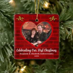 Kupelens första Rustic Red Brick Julgransprydnad Keramik