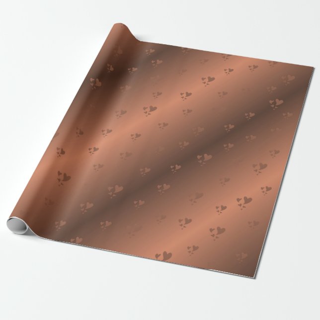 kupfer, brun, jultoma, hjärtan, julafton, glansig presentpapper (Utrullad)