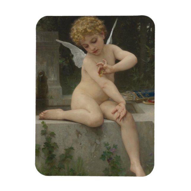 Kupid med fjäril (av Bouguereau) Magnet (Vertikal)