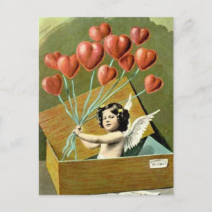 Kupid med Heart Bouquet Vykort